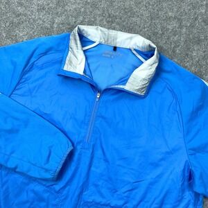Nike Golf Jacket Men Large Blue‎ 1/4 Zip Wind Shirt Pockets Windbreaker Pullover